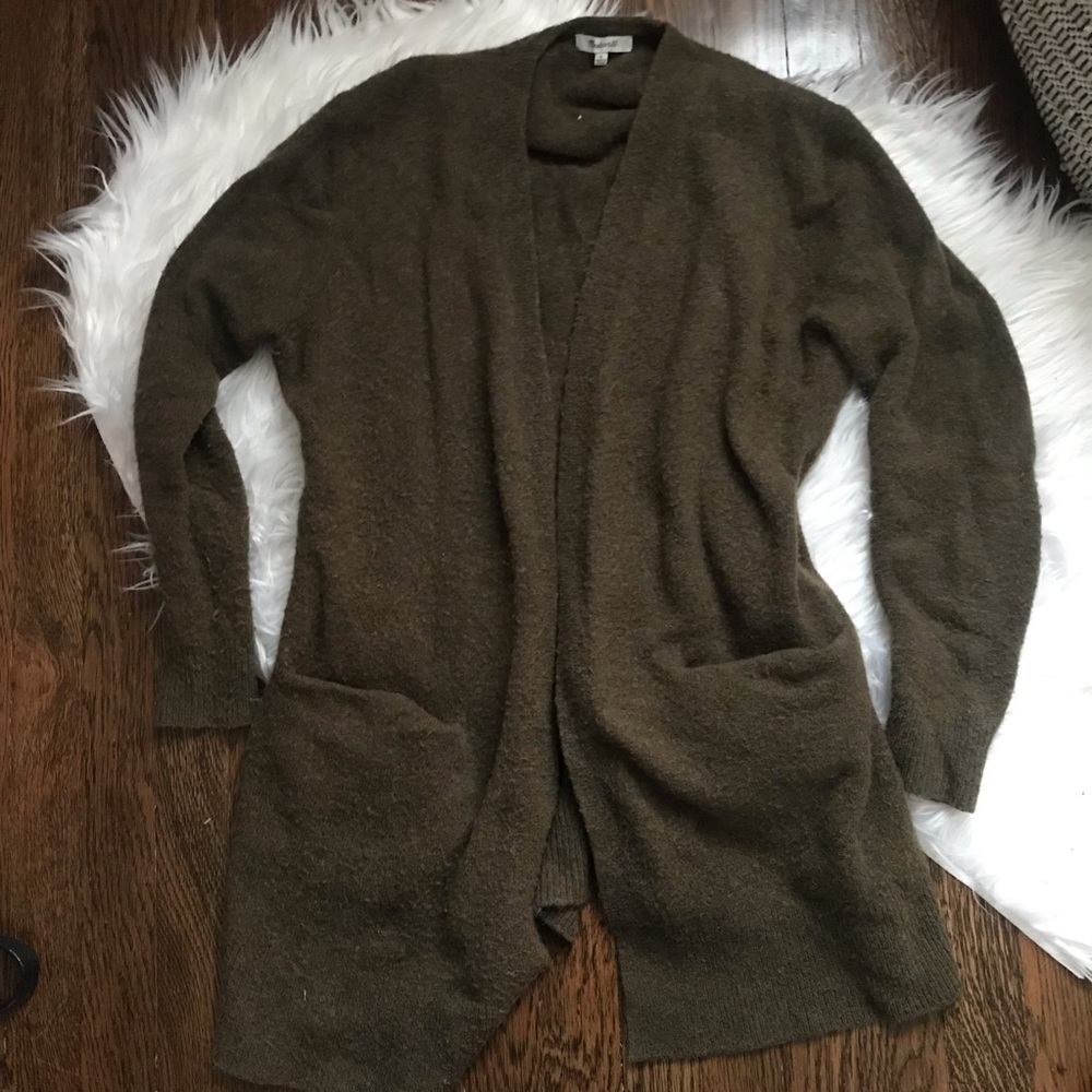 Madewell hunter green wool cardigan sweater